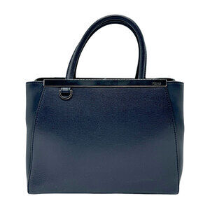 Fendi Toujours handbag shoulder bag Navy Blue silver leather